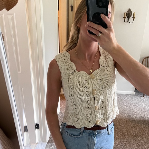 Tops - Vintage Knit Button Front Tank